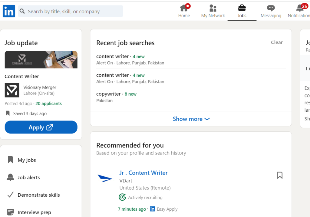 job search feature